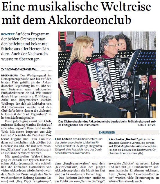 Frühjahrskonzert 2012, Mittelbayrische Zeitung, 28.03.2012